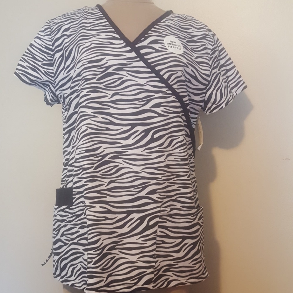 NWT Women's zebra scrub tops